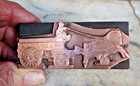 Antique Printer Blocks Horse Drawn Fire Engine Wagon Copper Letterpress