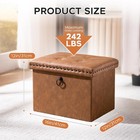 Folding Storage Ottoman 16x12x12 Inches Small Faux Leather Foot Rest Stool