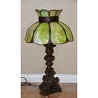 Victorian Art Nouveau Slag Glass Shade   Italian Baroque Pricket Stick Lamp