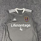 Real Salt Lake Soccer Jersey Mens Medium Gray Mls Adidas Aeroready Lifevantage