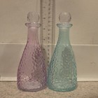 Set Of 2 Textured Glass Decorative Bottles W  Stoppers Pink Blue Brand New