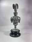 Antique French Pewter Ewer Napoleon Iii Mask Mount Grape Swags 15in