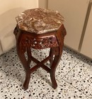 Antique Asian Mahogany Marble Top Plant Stand  23 1 3    Tall  