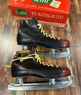 Vintage Brookfield Mens Size 10 Figure Skating Black Ice Skates Canadian Steel