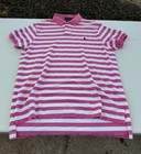 Polo Ralph Lauren Custom Fit Striped Polo Shirt Pink White Collar M