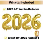 40 Inch 2026 Pack Of 4 Gold Big Helium Foil Balloon Numbers Large Mylar Numbe   