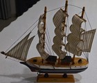 Handmade Wooden Sailing Ship Model Nautical Home Decor Vintage Boat