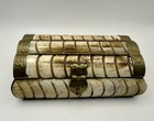Vintage Middle Eastern Camel Bone And Brass Hinged Lined Trinket Jewelry Box