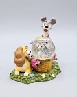 Vintage Disney Store Exclusive Lady   The Tramp W puppy Snow Globe Figurine 