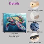 Framed Sea Turtle For Bathroom Wall Decor  Colorful Starfish Turtle Canvas Wa   