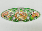 Antique Art Nouveau Watson Co Sterling Cloisonn   Enamel Carnations Floral Brooch
