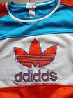 Vtg 80s Adidas Trefoil Color Block Striped Bold Crewneck Sweatshirt Size Xl Blue