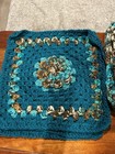 Lot Of 18 -9      3--11   Crochet Granny Squares With Raised Flower Centers--green