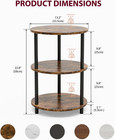Small Round End Table - 3 Tier Design Accent Table  Narrow Side Or Bedside Stand