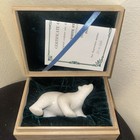 Vintage Hand-carved White Marble Polar Bear Sculpture Rare 5   x3    Authentic