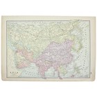 Asia China Map Ussr India Vintage Large Antique Full Color 1928 21 x14 