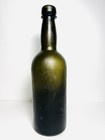 Antique Black Glass Spirits  pirate    Bottle - Air Bubbles - Indentations - 9 25   