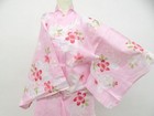 Japanese Kimono Yukata Pink 162cm 5 Ft 4 In Cotton Ee8065