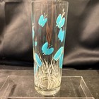 Vintage Georges Briard Turquoise Butterfly Highball Glass Mcm Barware Signed