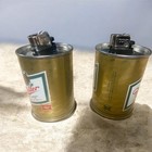 2 Vintage Miller High Life Beer Tabletop Miniature Metal Can Lighter Set