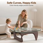 Vintage Noguchi Style 0 8  Thick Glass Coffee Table Solid Wood For Living Room
