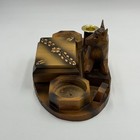 German Vintage Wooden Carved Tobacco Smoking Valet Ashtrays Hand Craved Cow