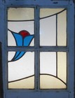 Floral Abstract Midsize Old English Leaded Stained Glass Window 18 1 4  X 24 