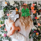 Jumbo Glitter Cheer Bow Clip - 7 Inch Large Cheerleading Sequin Hair Bow With Ta