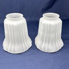 Vintage Clear Satin Glass Lamp Light Shade 2 1 4  Fitter Nos Pair   Scalloped