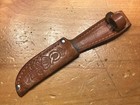 Vintage Fixed One Blade Queen Steel   85 With Original Leather Sheath
