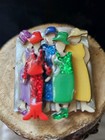 Vtg Women s Pins By Lucinda Multicolored 5 Women In Hats Heels Glitter