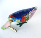      Blue Bird Tin Wind-up Toy Ms029 With Key Works Damaged Box Vintage China