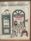 Handmade Cross-stitch Antiques Shop Scene In Brown Wood Frame Wall Art