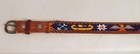 Vintage Native American Beaded Tooled Leather Belt Size 31