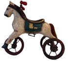 Vintage Wooden Primitive Look Horse On Wheels  Toy Decoration Folk Art Style