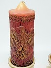 Pair Vintage Mid Century American Eagle Red Pillar Candle Radiant Originals 6 