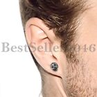 Mens Stainless Steel Punk Rock Gothic Skull Head Skeleton Ear Stud Earrings 2pcs