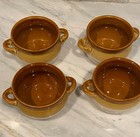 Set Of Four Two-tone Brown And Ivory Stoneware French Onion Soup Bowls