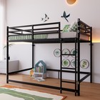 Twin Low Loft Bed With Guardrail   3-step Ladder  Metal Frame  Space-saving Bunk