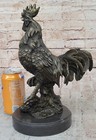 Original Rooster Farm Bronze Sculpture Statue Marble Base Figure Figurine Sale