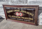 Antique Insurance Co North America Philadelphia Fire Assoc Glass Wall Ad Sign