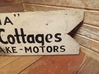 Antique Wooden Cottage Sign Advertising Vintage Sign Boats-saw Mill Lake Motel
