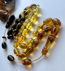 Natural Baltic Amber 17g Inclusion Insect Islamic Prayer Rosary 33 Beads Pressed