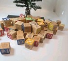 60 Piece Childrens Wood Blocks Craft Lot Multicolor Alphabet  s pictures Read