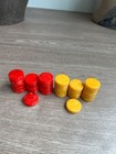 30 Vintage Bakelite Backgammon Chips Red Swirl Butterscotch Swirl 1 23  X 0 35 