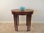 Mahogany Nesting Tables Leather Top Oval Set Of 3  Ship  75 00