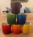 Le Creuset Stoneware Rainbow Multicolor Set Of 6 7oz London Cappuccino Mugs New