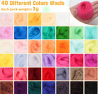 Needle Felting Starter Kit wool Roving 40 Colors Set felted Animal Needle