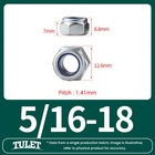 5 16 -18 Nylon Insert Hex Lock Nut  A2   18-8 Stainless Steel