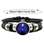 Unisex Astrology Constellation Zodiac Sign Horoscope Leather Wristband Bracelet